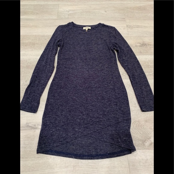 Blue Long Sleeve Petal Hem Shirt Dress - Picture 8 of 9